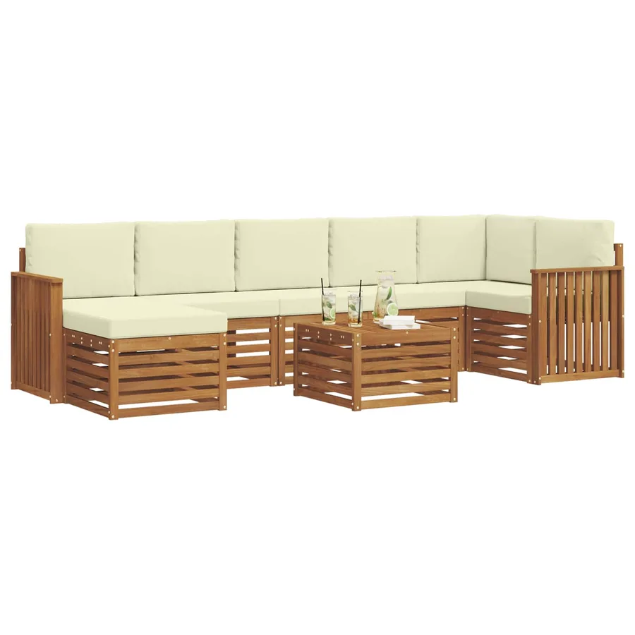 Ensemble de canapés d'extérieur 8 pcs Naturel et Crème - 3