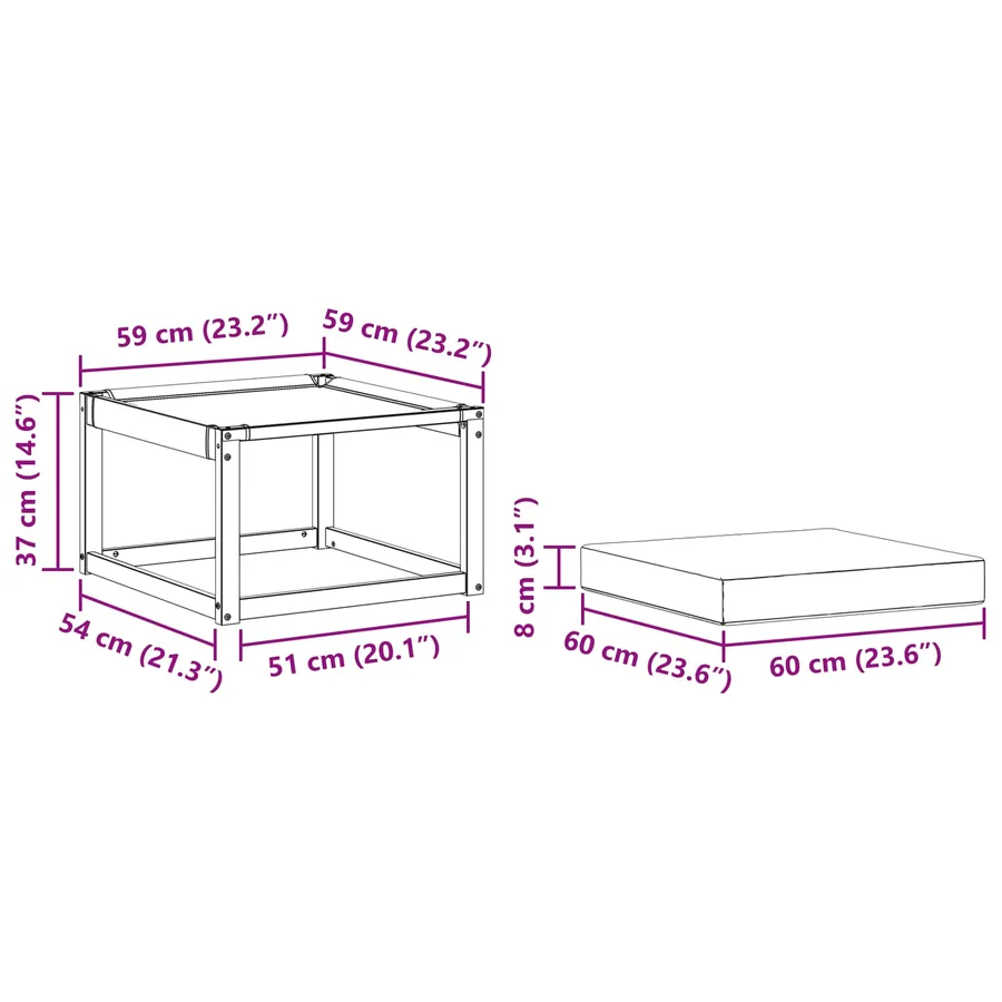 Pouf d'Extérieur Bois d'acacia massif et tissu Textilène - 13