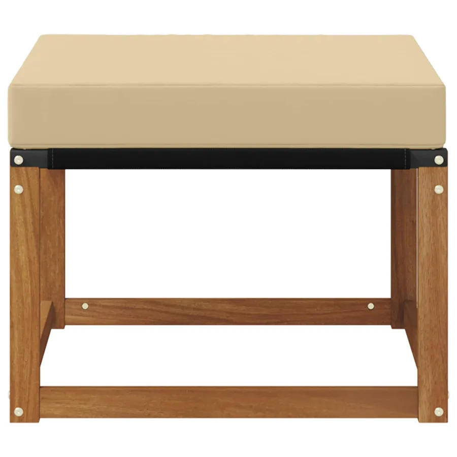 Pouf d'Extérieur Bois d'acacia massif et tissu Textilène - 4