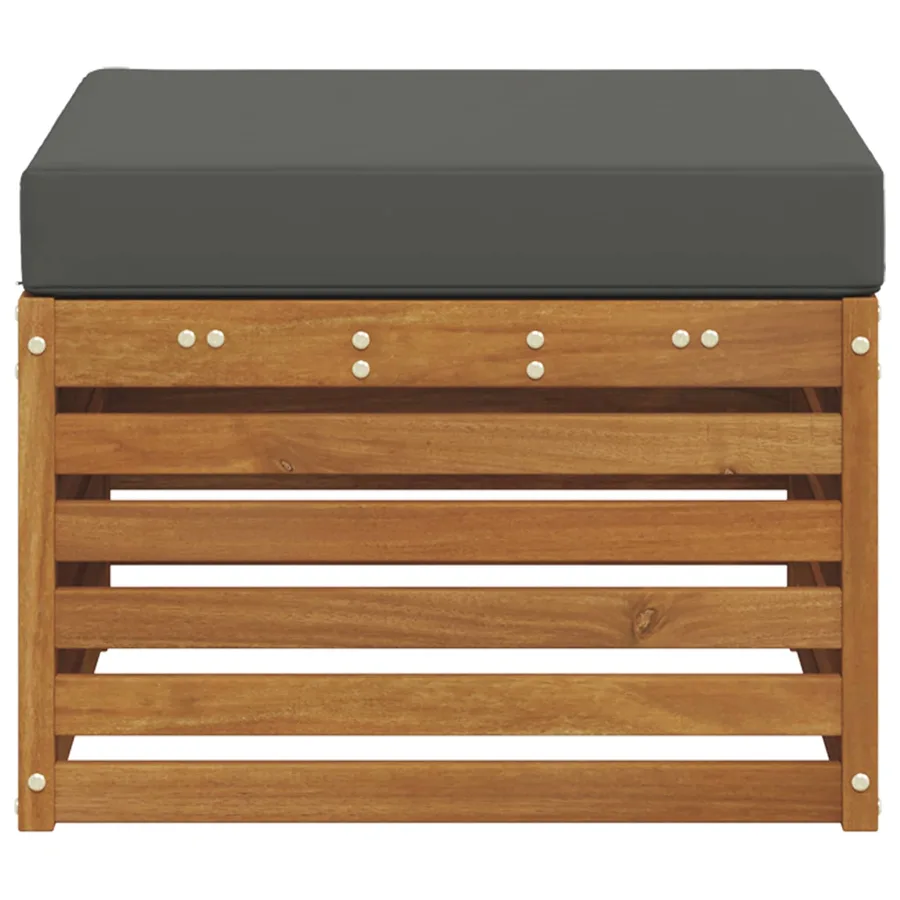 Pouf d'Extérieur Bois d'Acacia Massif Naturel - 4