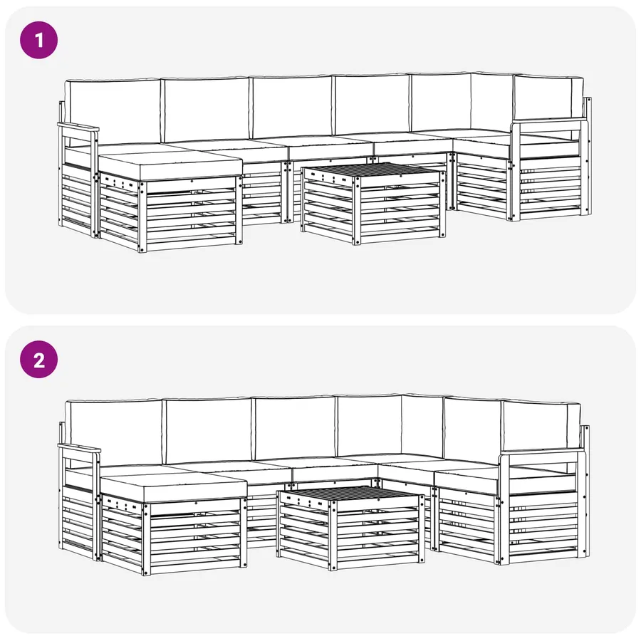 Ensemble de canapés d'extérieur 8 pcs Naturel et Anthracite - 9