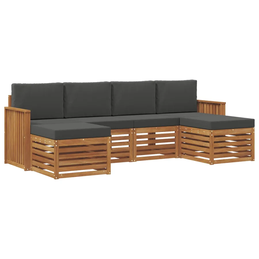 Ensembles de canapés avec coussin 6 pcs Naturel et Anthracite - 2