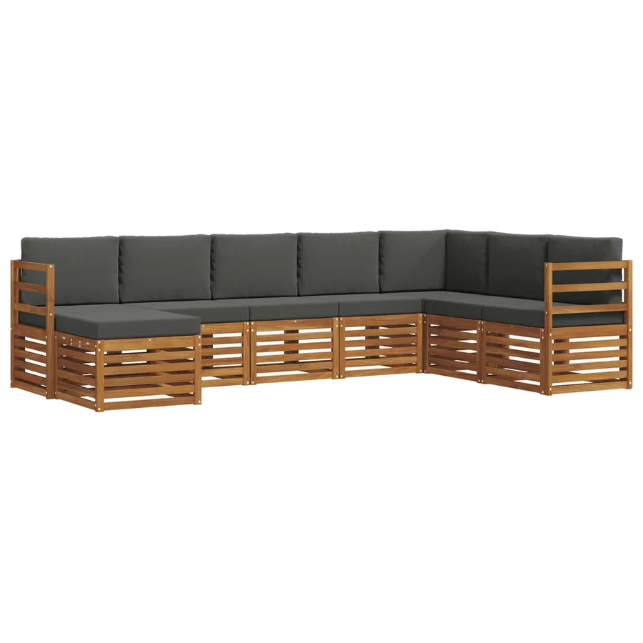 Ensemble de canapés d'extérieur 8 pcs Naturel et Anthracite - 2