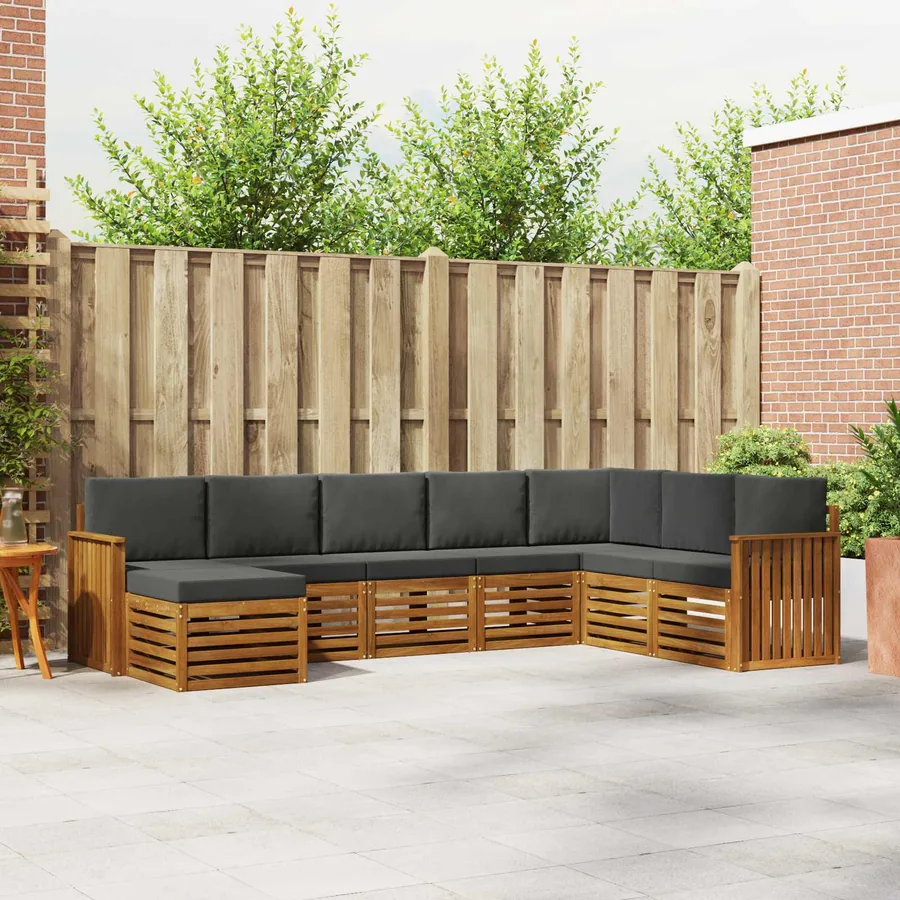 Ensemble de canapés d'extérieur 8 pcs Naturel et Anthracite