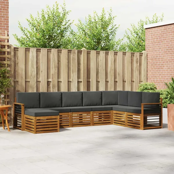 Ensemble de canapés d'extérieur 8 pcs Naturel et Anthracite
