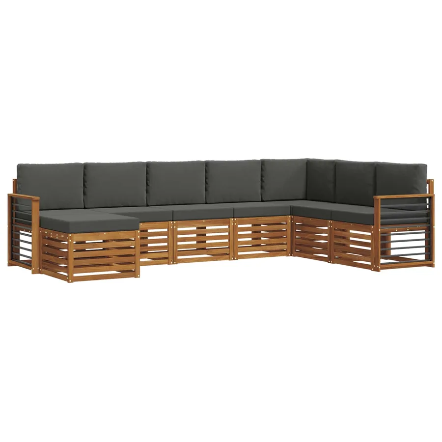 Ensemble de canapés d'extérieur 8 pcs Naturel et Anthracite - 2