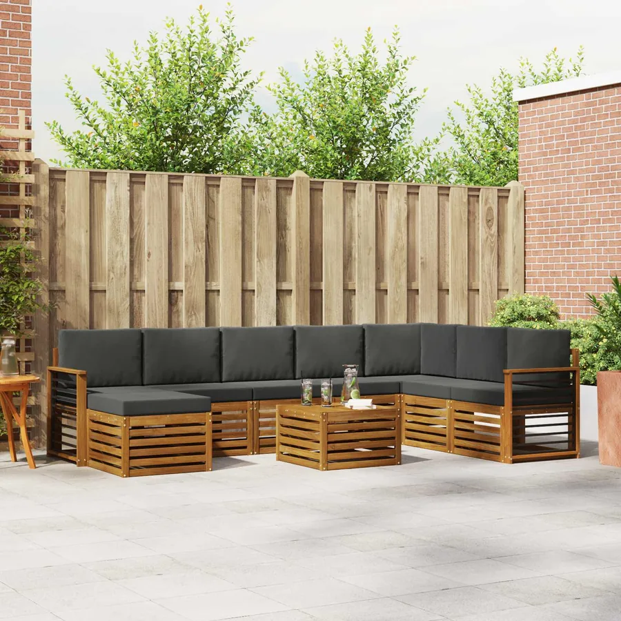 Ensemble de canapés d'extérieur 9 pcs Naturel et Anthracite