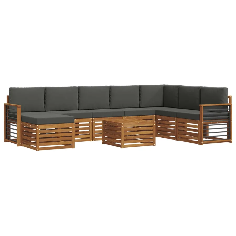 Ensemble de canapés d'extérieur 9 pcs Naturel et Anthracite - 2