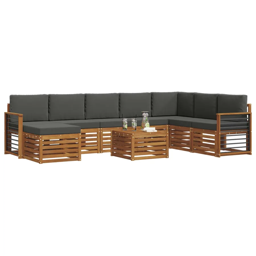 Ensemble de canapés d'extérieur 9 pcs Naturel et Anthracite - 3