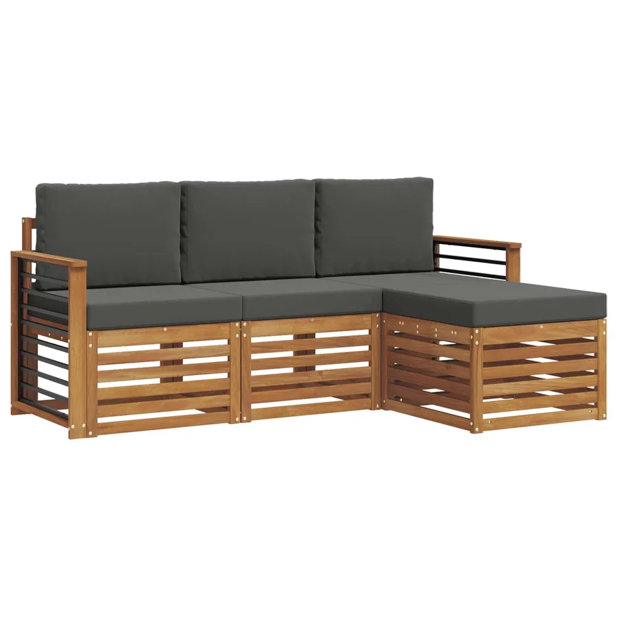 Ensemble de canapés d'extérieur 4 pcs Naturel et Anthracite - 2