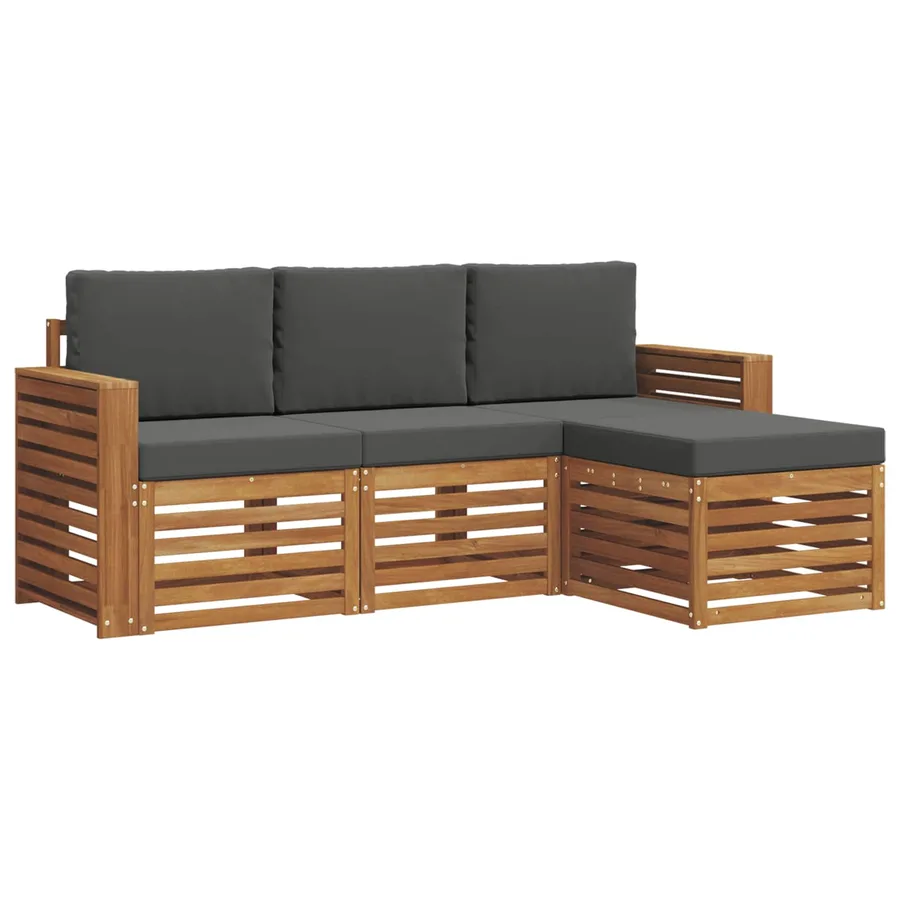 Ensemble de canapés d'extérieur 4 pcs Naturel et Anthracite - 2