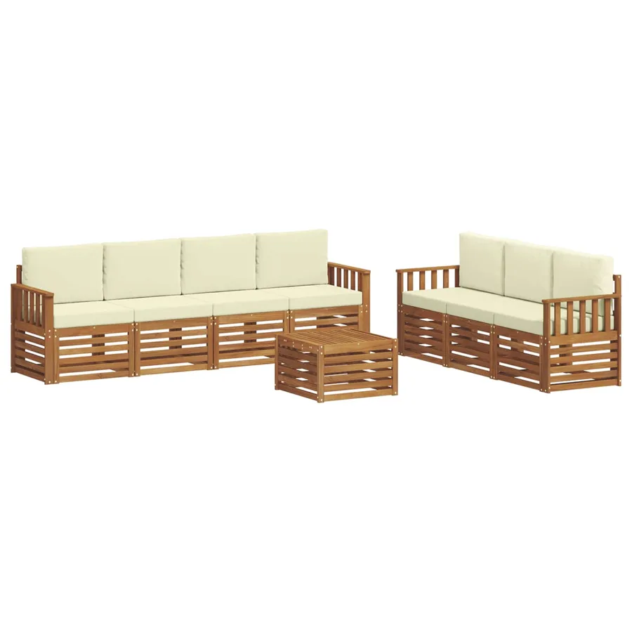 Ensembles de canapés avec coussin 8 pcs Naturel et Crème - 2