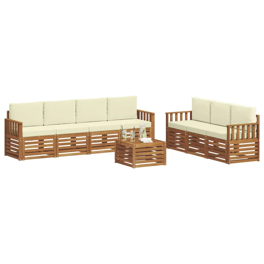 Ensembles de canapés avec coussin 8 pcs Naturel et Crème - 3