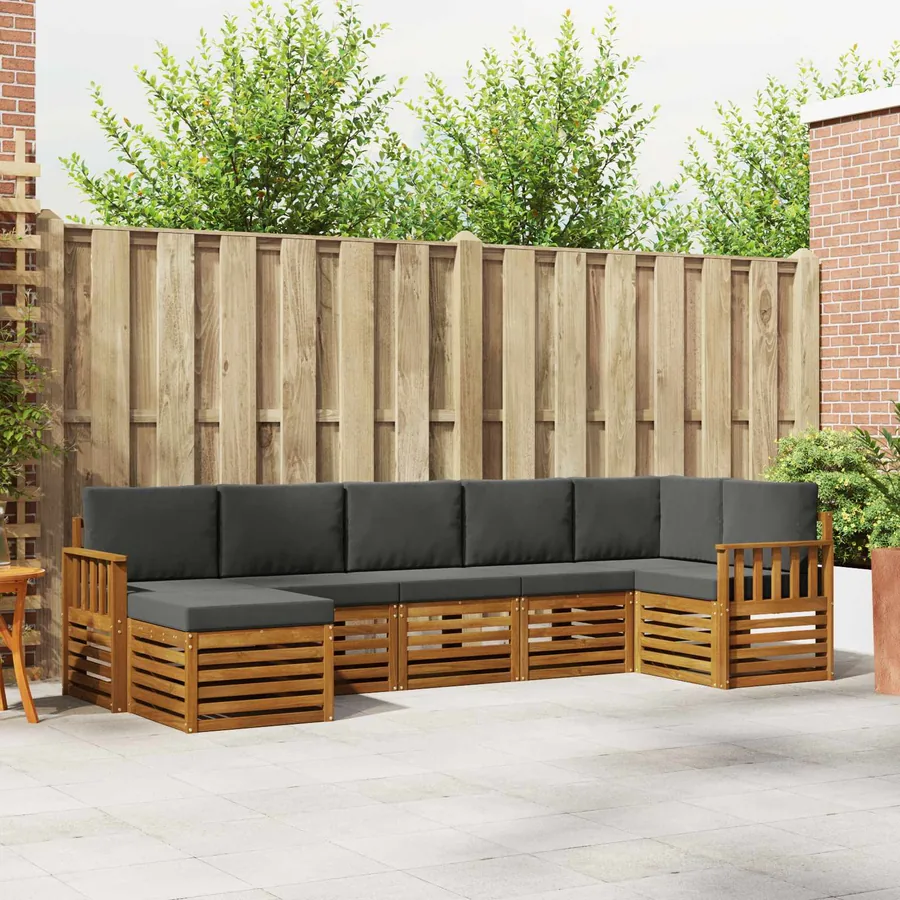 Ensemble de canapé d'angle 7 pcs Naturel et Anthracite