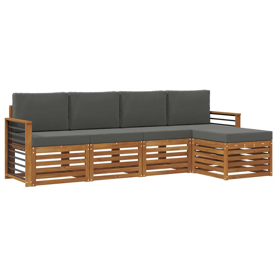 Ensemble de canapés d'extérieur 5 pcs Naturel et Anthracite - 2