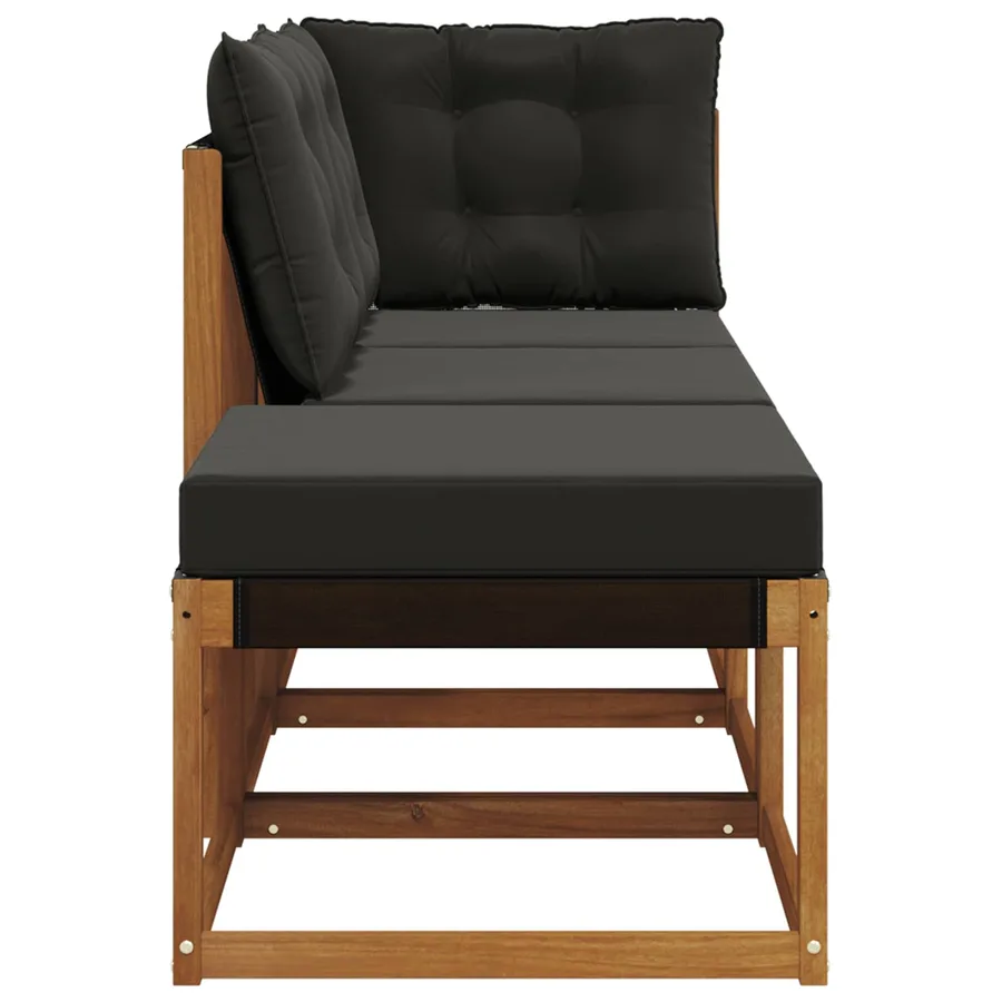 Canapés modulaires d'extérieur 3 Pièce Naturel et Noir - 7
