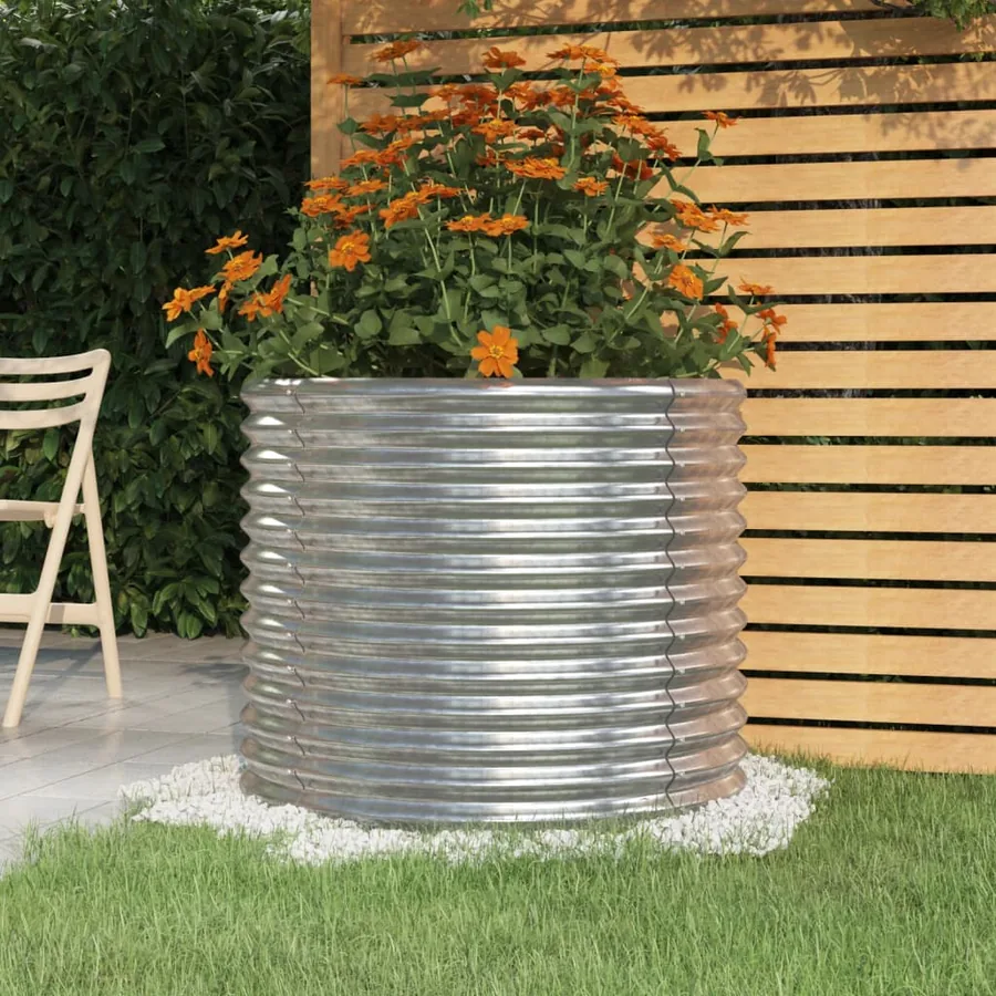 Jardinière de jardin Acier galvanisé 80x80x68 cm Argenté