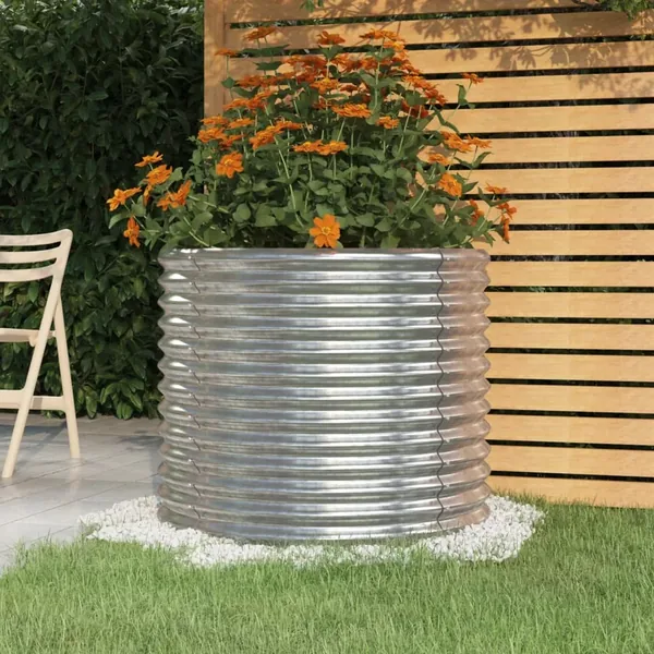 Jardinière de jardin Acier galvanisé 80x80x68 cm Argenté
