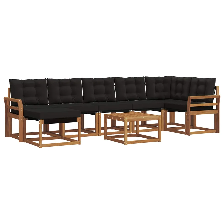 Ensemble de canapés d'extérieur 8 pcs Naturel et Noir - 2