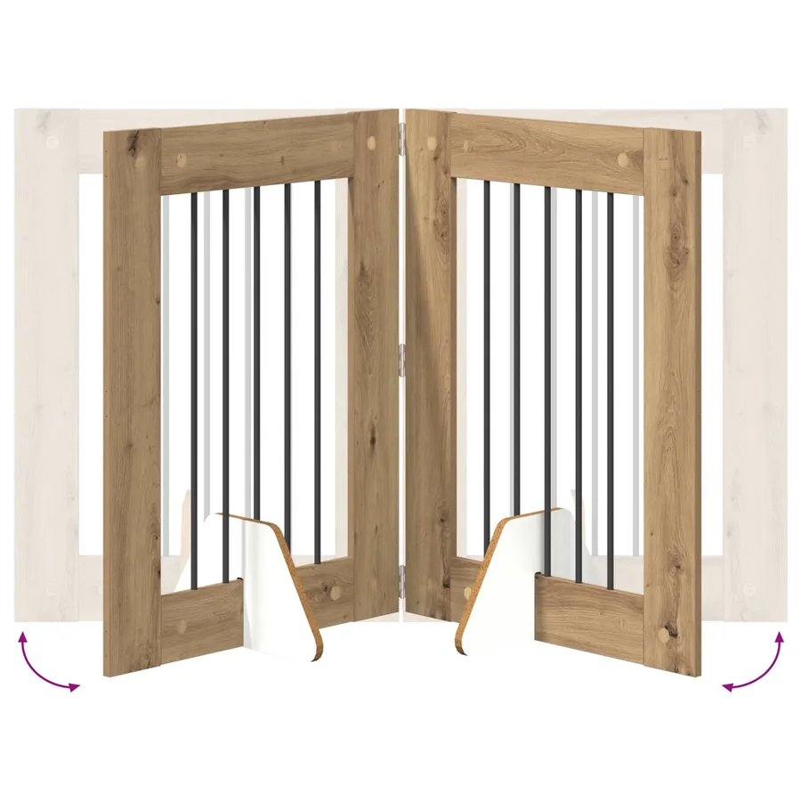 Porte de chien pliable avec supports 2 pcs Chêne artisanal - 7