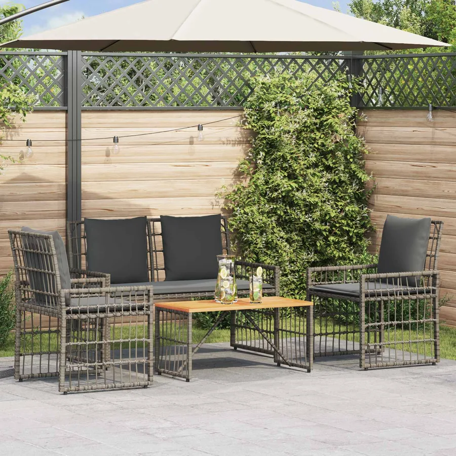 Ensemble de meubles d'extérieur 4 pcs Noir et Gris foncé