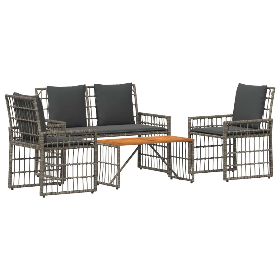 Ensemble de meubles d'extérieur 4 pcs Noir et Gris foncé - 2