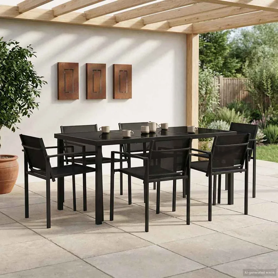 Ensemble de meubles d'extérieur 7 pcs Noir et anthracite
