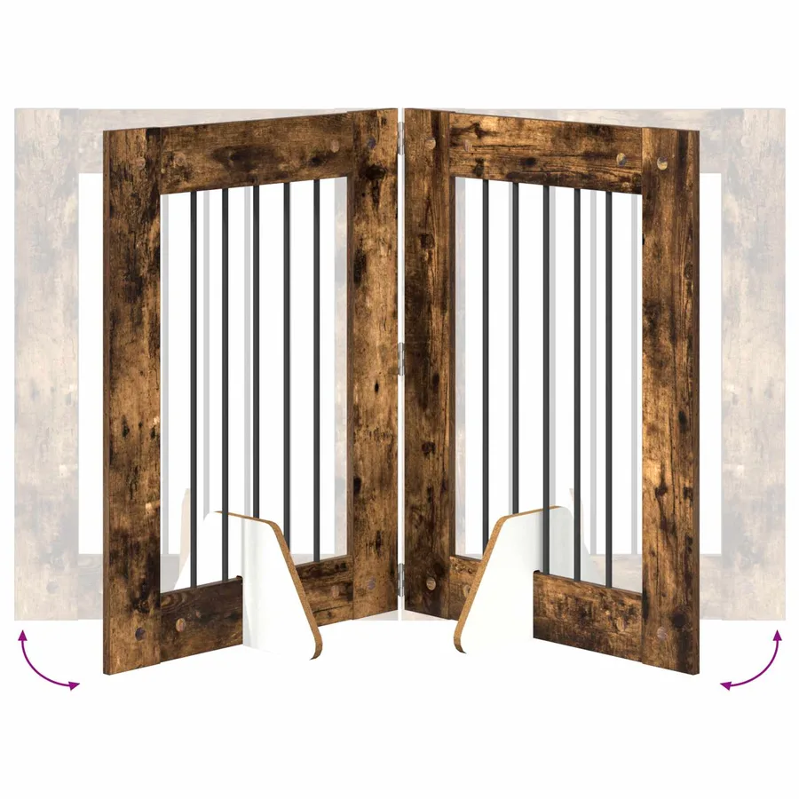 Porte de chien pliable avec supports 6 pcs Chêne fumé 362 cm - 6