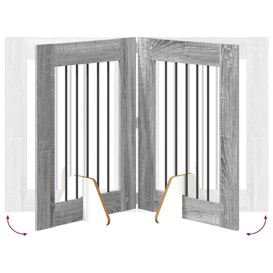 Porte de chien pliable avec supports 2 pcs Sonoma gris 120,5 cm - 7