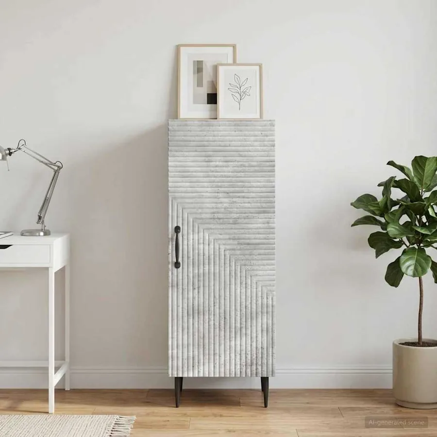 Buffet Gris béton 33 x 34,5 x 89,5 cm Bois d'ingénierie
