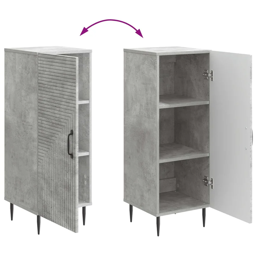Buffet Gris béton 33 x 34,5 x 89,5 cm Bois d'ingénierie - 11
