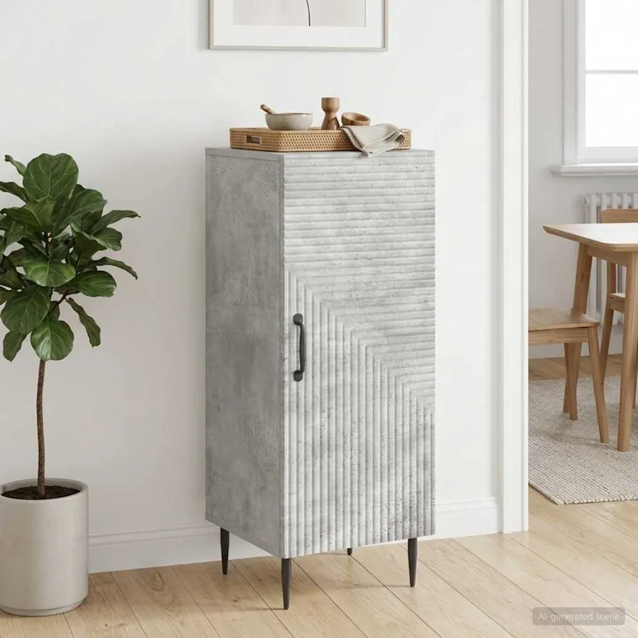 Buffet Gris béton 33 x 34,5 x 89,5 cm Bois d'ingénierie - 4