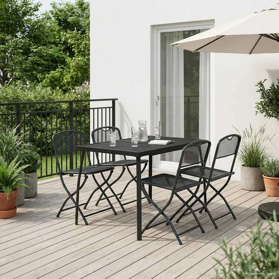 Ensemble de meubles d'extérieur 5 pcs Anthracite Fer et Acier