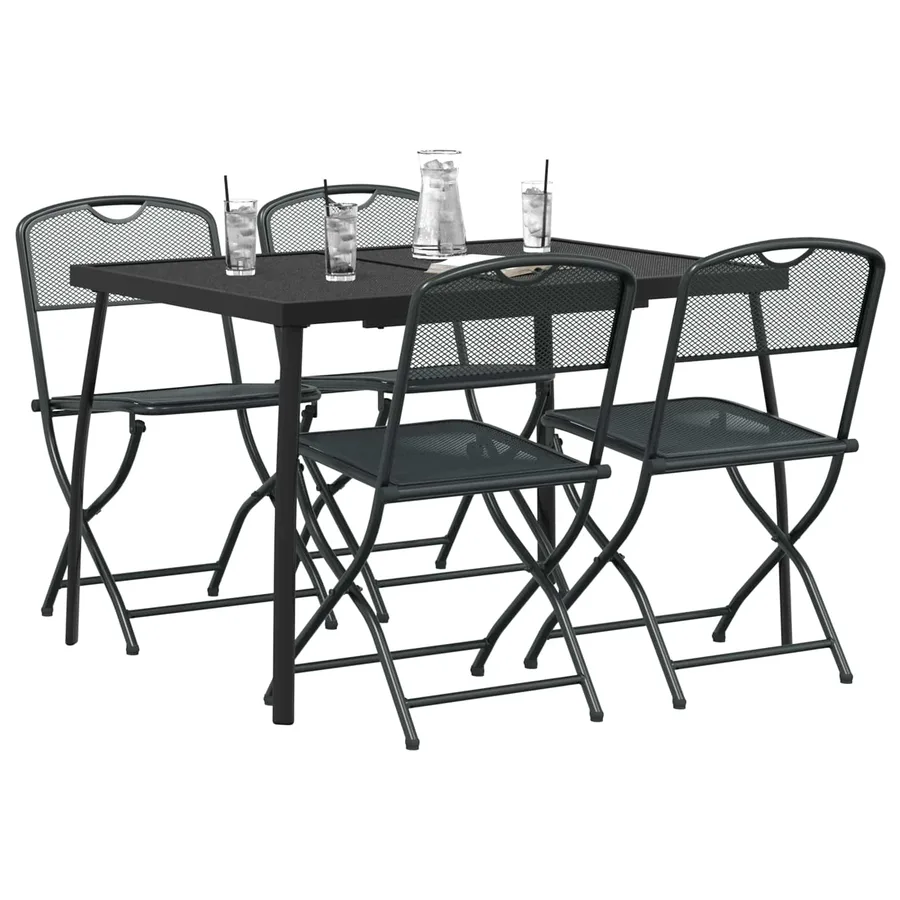 Ensemble de meubles d'extérieur 5 pcs Anthracite Fer et Acier - 3