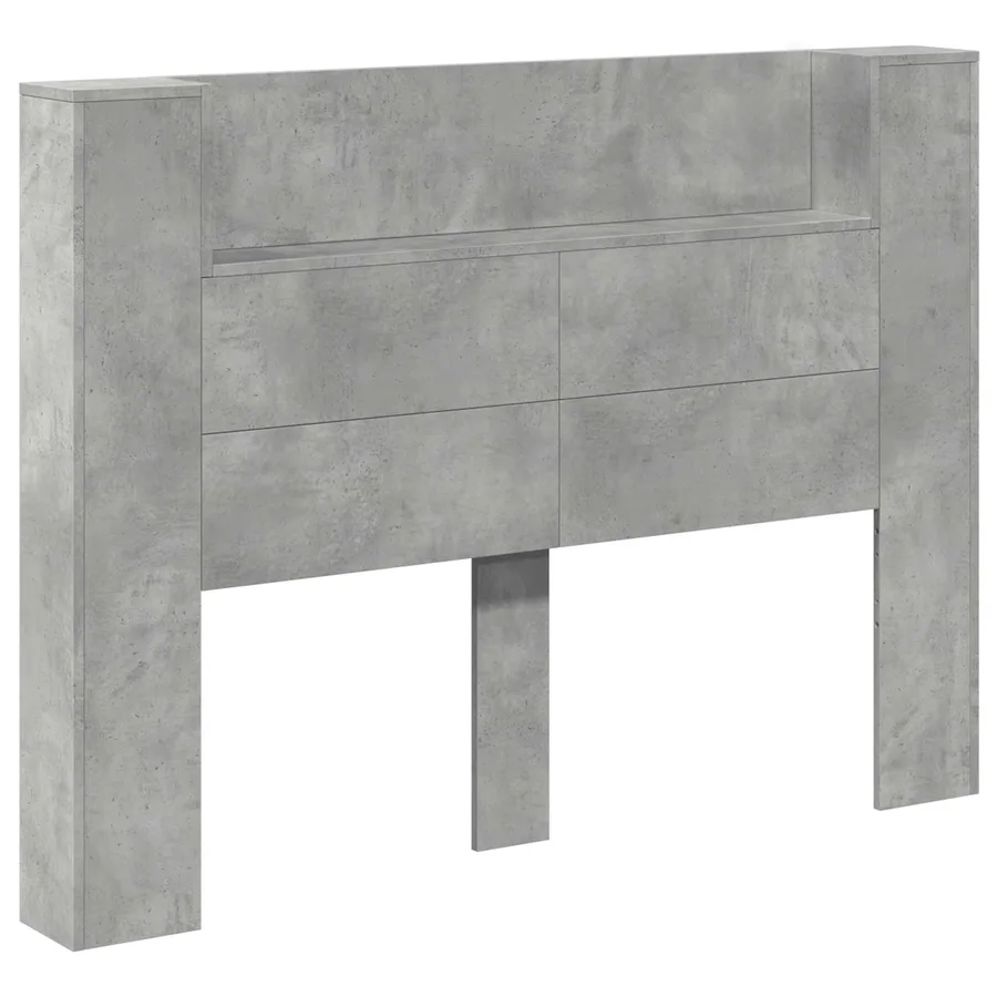 Cabinet de Tête de Lit avec LED Béton 140 x 16,5 x 103,5 cm - 2