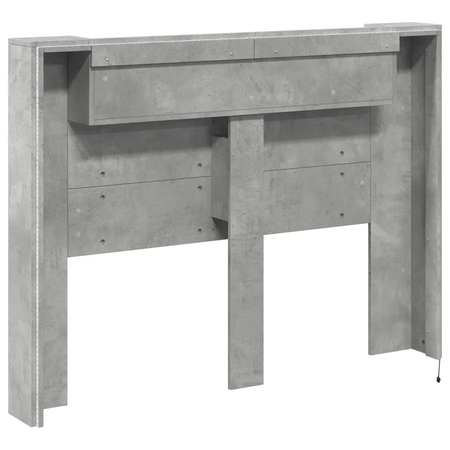 Cabinet de Tête de Lit avec LED Béton 140 x 16,5 x 103,5 cm - 7