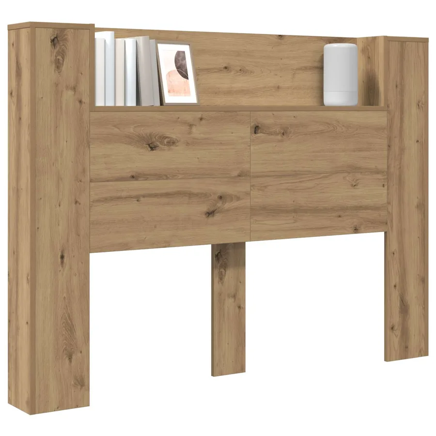Cabinet de Tête de Lit avec LED Chêne Artisanal - 3