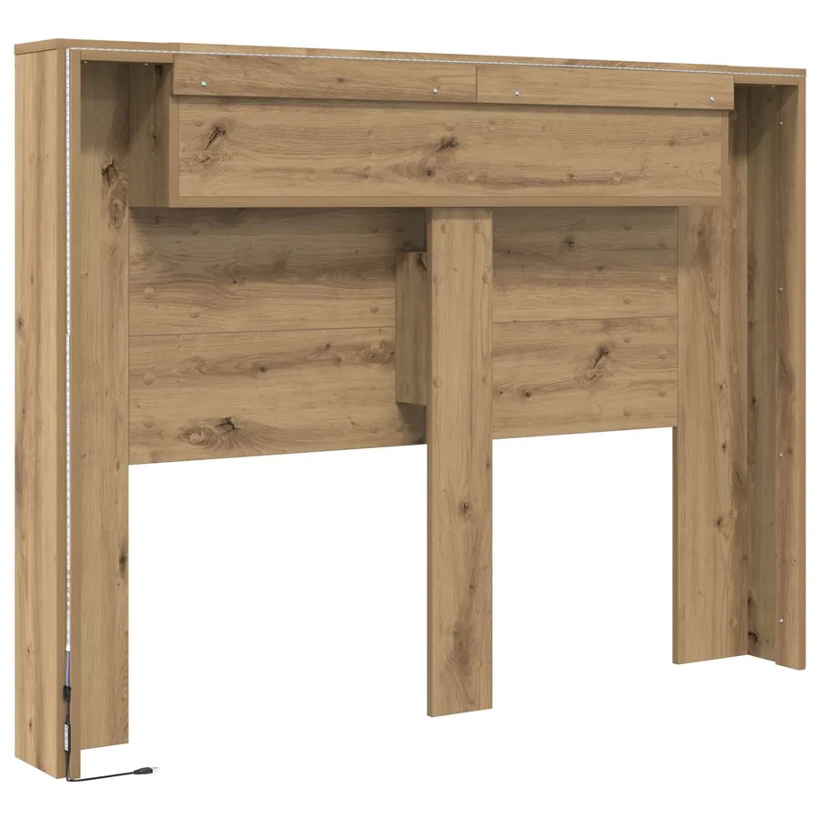 Cabinet de Tête de Lit avec LED Chêne Artisanal - 7