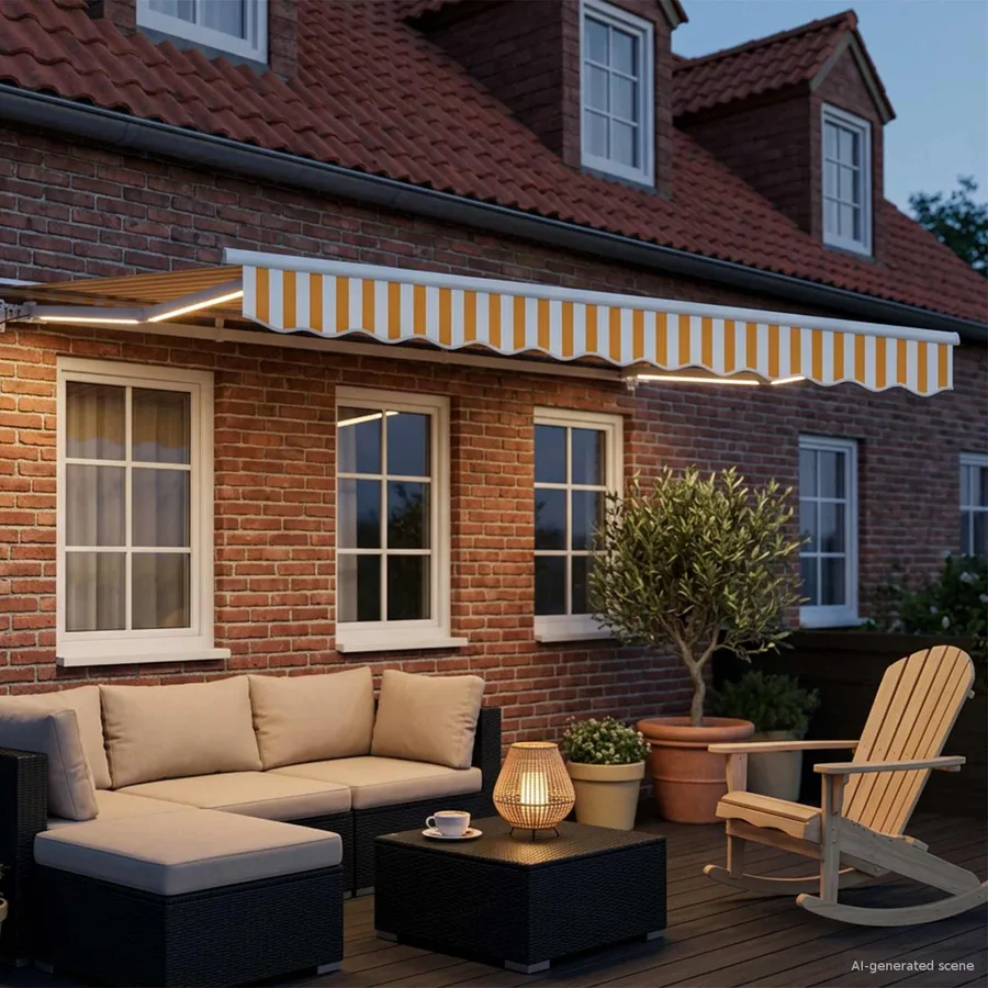 Cadre de store manuel avec LEDs Jaune et blanc 2,5 x 2 m - 3