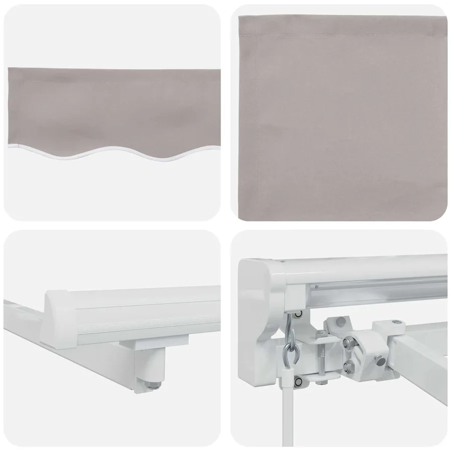 Cadre de store manuel avec LEDs Gris clair et blanc 4 × 3,5 m - 9