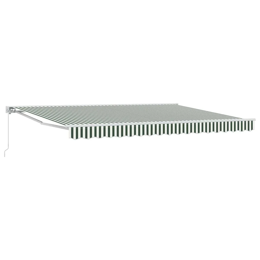 Auvent rétractable manuel Vert et blanc 4 × 3 m - 2
