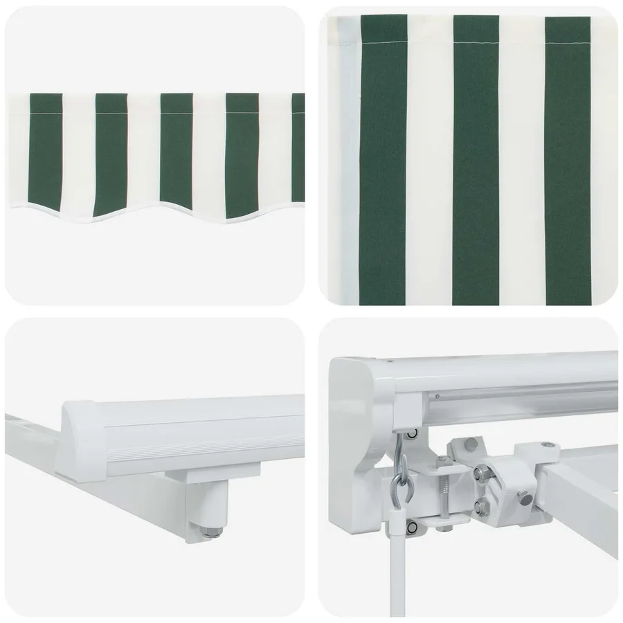 Auvent rétractable manuel Vert et blanc 4 × 3 m - 7