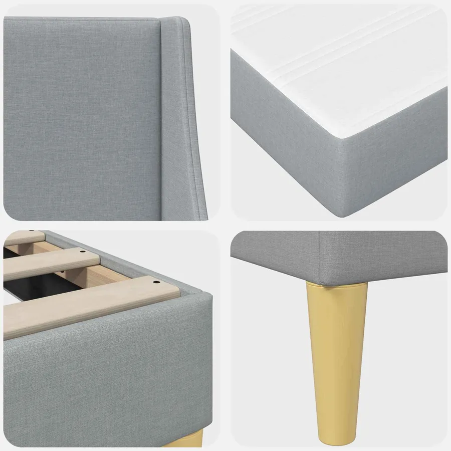 Cadre de lit avec matelas Gris clair 80x 200 cm Polyester - 9