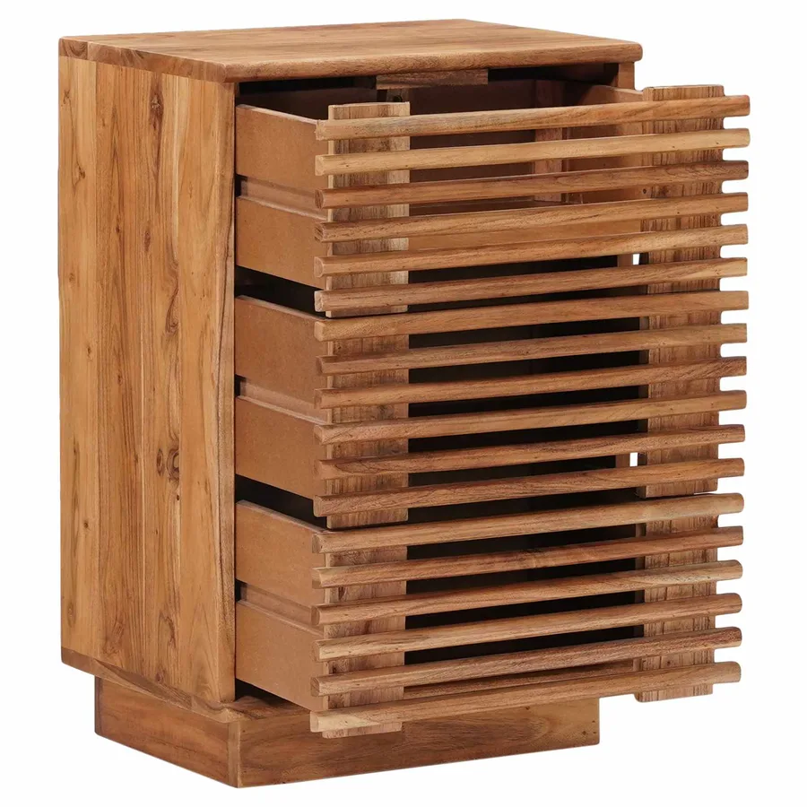 Table de chevet faite main Marron Teck 40 x 30 x 60 cm - 4