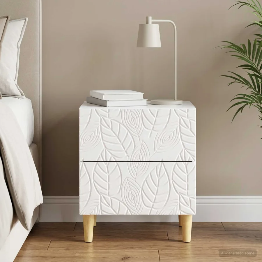Table de chevet Blanc brillant 43 x 34,5 x 48 cm