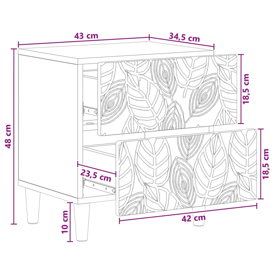 Table de chevet Blanc brillant 43 x 34,5 x 48 cm - 10