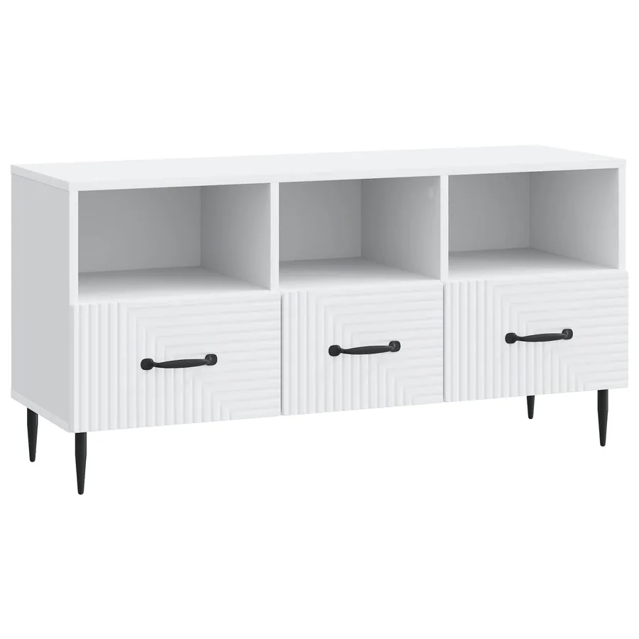 Meuble TV Blanc 102 x 34,5 x 50 cm Bois d'ingénierie - 2