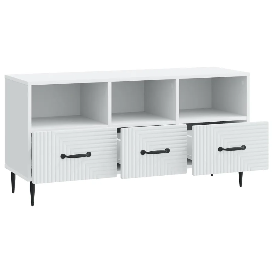 Meuble TV Blanc 102 x 34,5 x 50 cm Bois d'ingénierie - 5