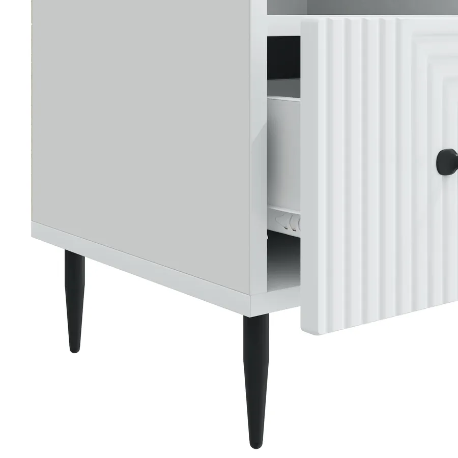 Meuble TV Blanc 102 x 34,5 x 50 cm Bois d'ingénierie - 9