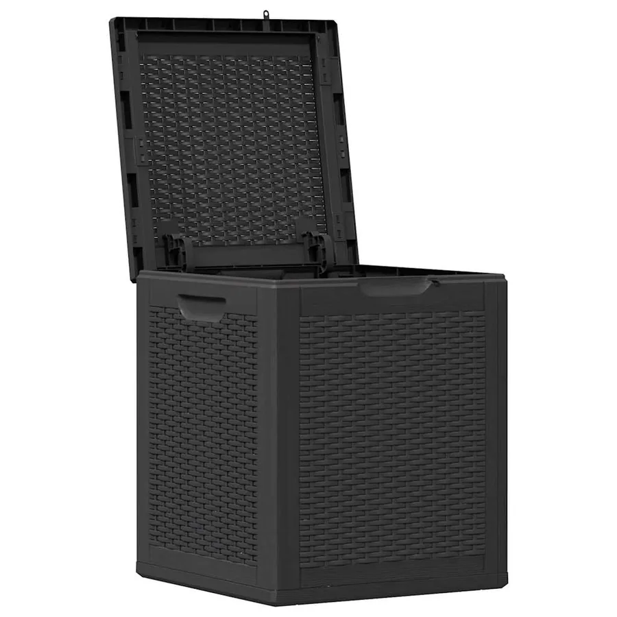 Boîte de rangement de jardin 90 L Noir PP Rotin - 4